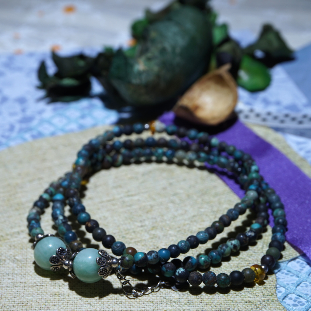 YAN Blue Green Bracelet Turquoise & Amazonite Long Bracelet Style