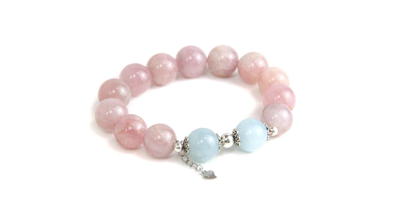 YAN Pink Blue Bracelet Aquamarine Quartz Bead Single Small Bracelet Style
