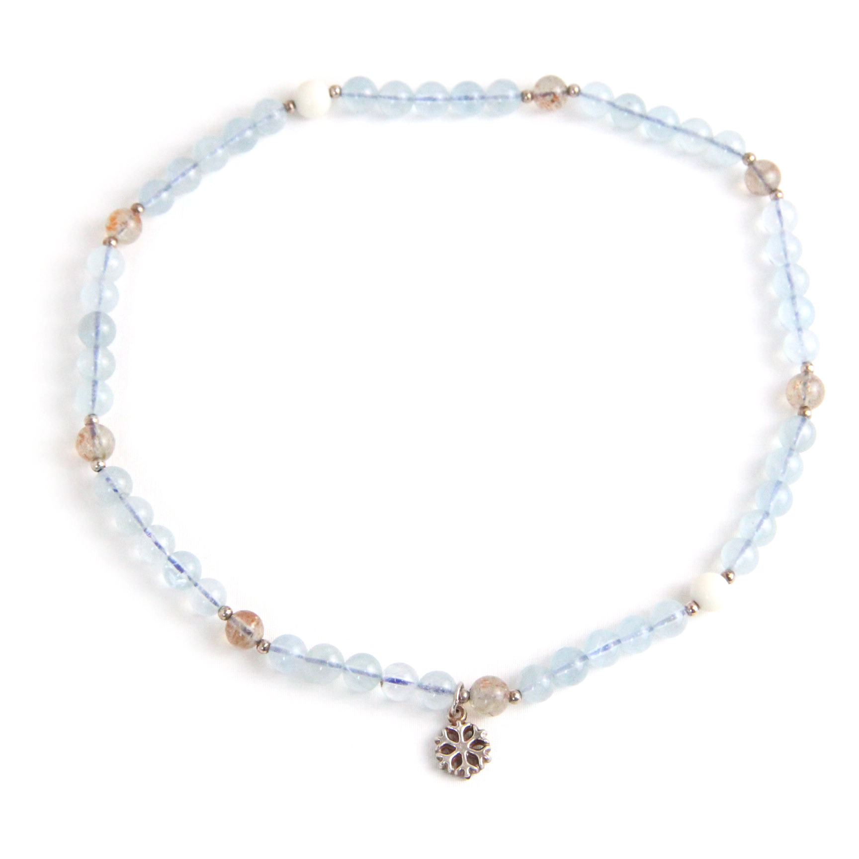 AQUAMARINE BLISSFUL PATTERN 2.5MM BEAD BRACELET
